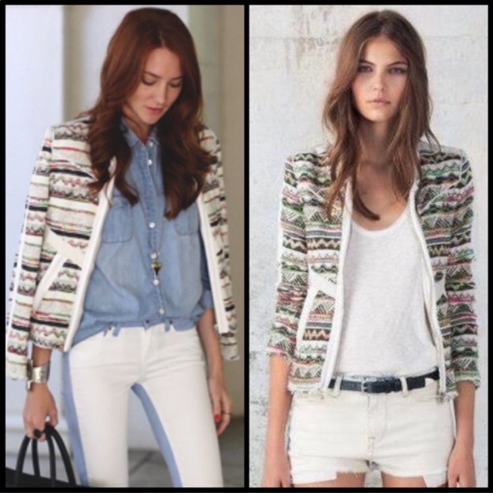 Iro Elomi Tweed Zip Pattern Jacket - image 1